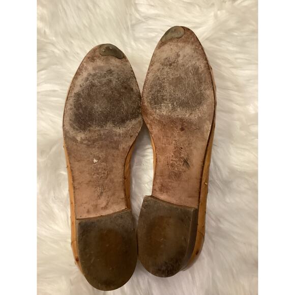 Giorgio's of Palm Beach Vintage Tan Ostrich Leather 90's Loafer Flats 36 1/2 - Picture 5 of 6